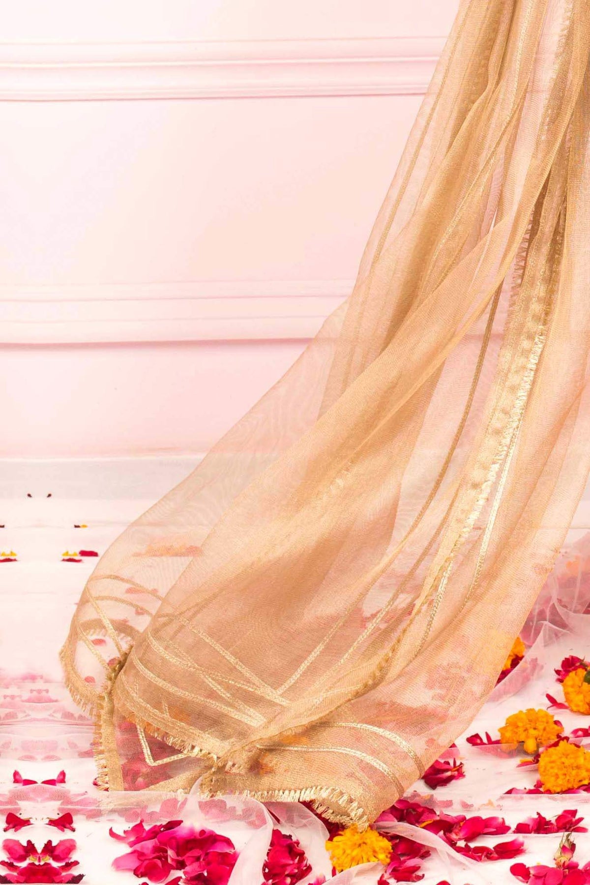 Soughaat Separates By Zaaviay Stitched Gold Maysuri Net Dupatta