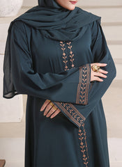 Hijab Ul Hareem Front Open Floral Embroidery Abaya | 0116-E-1109