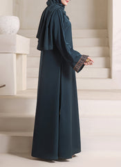 Hijab Ul Hareem Front Open Floral Embroidery Abaya | 0116-E-1109