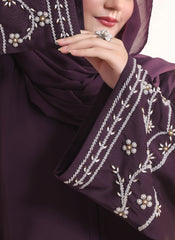 Hijab Ul Hareem Amethyst Hand Work Abaya | 0116-J-11114