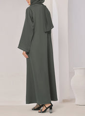 Hijab Ul Hareem Stone Grey Thread Work Nida Abaya - 0116-R-1006