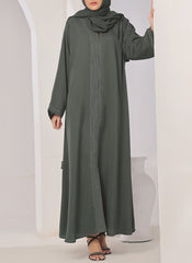 Hijab Ul Hareem Stone Grey Thread Work Nida Abaya - 0116-R-1006