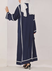 Hijab Ul Hareem Blue Nida White Stripe Abaya - 0116-R-1010