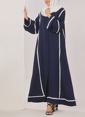 Hijab Ul Hareem Blue Nida White Stripe Abaya - 0116-R-1010