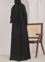 Hijab Ul Hareem Stone Work Front Open Black Abaya - 0116-RC-1020
