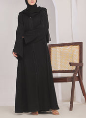 Hijab Ul Hareem Stone Work Front Open Black Abaya - 0116-RC-1020