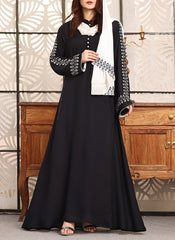 Hijab Ul Hareem Double Georgette Embroidered Abaya Black 0118-K-754