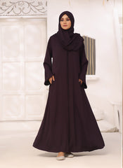 Dark Purple Zoom Nida Front Open Abaya