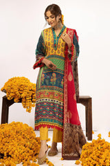 Zarki's by Riaz Arts Unstitched 3 Piece Printed Kundan Sateen Suit-KS-01