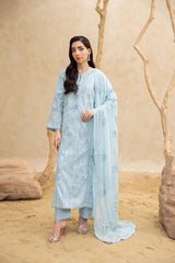 Threads & Weaves Stitched 3 Piece Emb Lawn Suit-BL26103