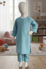 Aroob Stitched Co Ords Kids Winter Suit-D-0188-Blue