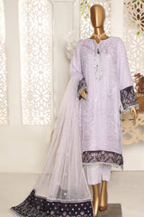 Cortesia by Hz Unstitched 3 Piece Luxury Chiffon Suit-01-Lavender Mist
