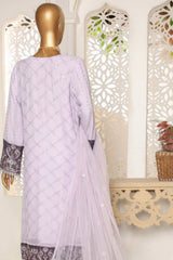 Cortesia by Hz Unstitched 3 Piece Luxury Chiffon Suit-01-Lavender Mist