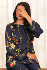 Hazel By Aizal Stitched Co Ords Slub Linen Winter Vol-02 Suit-AHZL-01-Blue