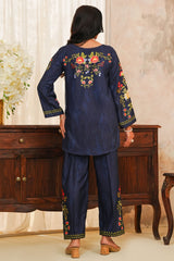 Hazel By Aizal Stitched Co Ords Slub Linen Winter Vol-02 Suit-AHZL-01-Blue