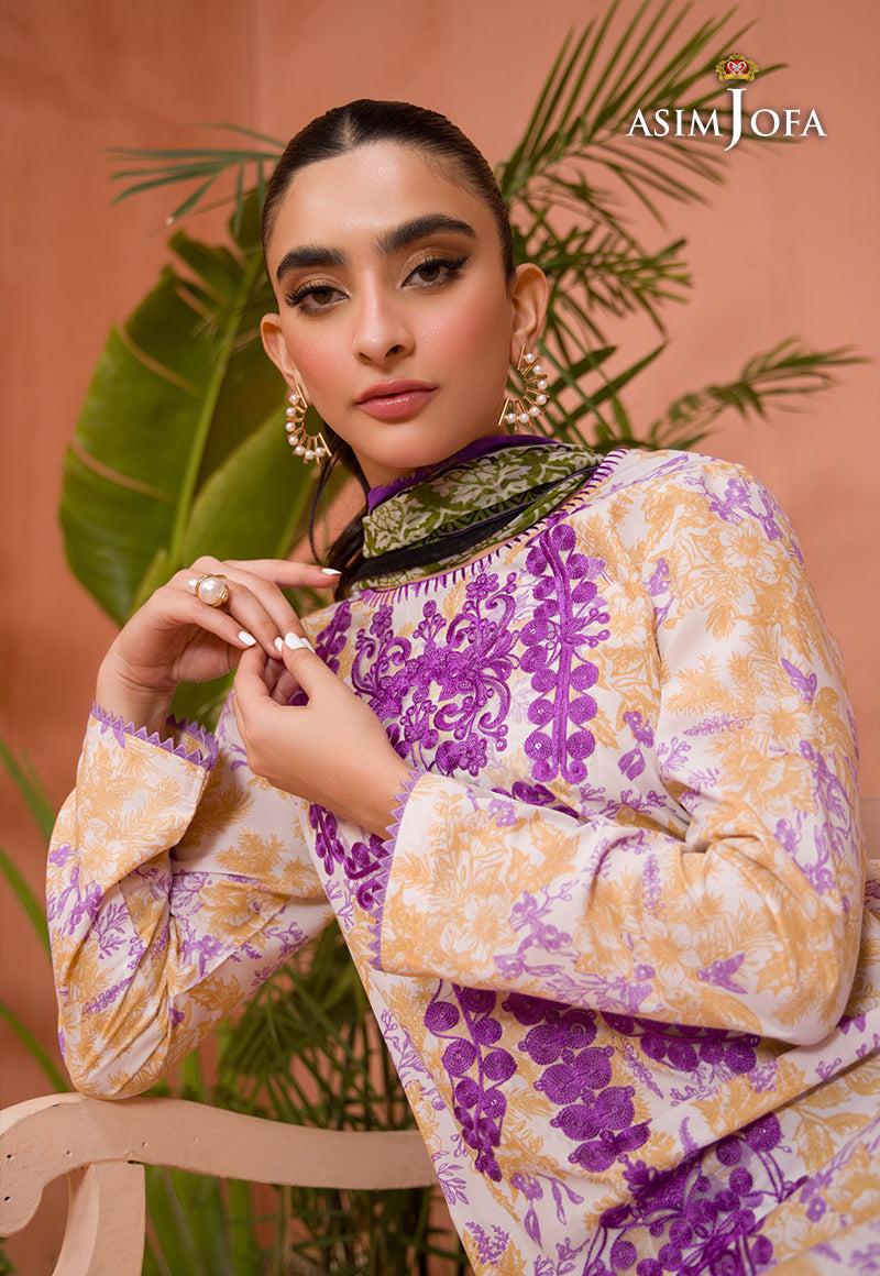 Asim Jofa Gul Rung Pret Collection Ajgr-09 Embroidered Cotton Silk 2 Pcs