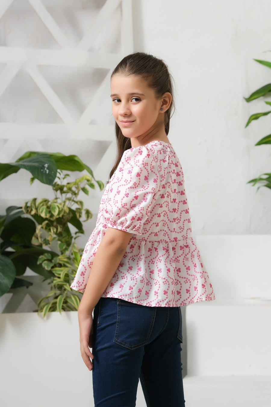 Sprinkles Stitched 1 Piece Summer Shirts Kids Collection'2025-Allover Floral Embroidery Top