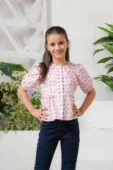 Sprinkles Stitched 1 Piece Summer Shirts Kids Collection'2025-Allover Floral Embroidery Top