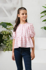 Sprinkles Stitched 1 Piece Summer Shirts Kids Collection'2025-Allover Floral Embroidery Top