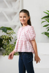 Sprinkles Stitched 1 Piece Summer Shirts Kids Collection'2025-Allover Floral Embroidery Top