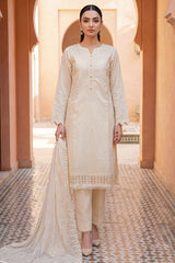 Ayla By Soghat Unsitched 3 Piece Chikankari Lawn Suit-02-Soft Ivory