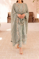 Ensembles By Azure Unstitched 3 Piece Festive Formals Eid Edit Suit-02-Sage Serenity