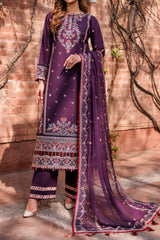 Kaavish By Farasha Unstitched 3 Piece Eid Festive Lawn Suit-02-Shadow Berry