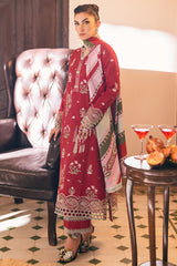 Symphony By Mushq Unstitched 3 Piece Emb Karandi Suit-02-Velvet Rose