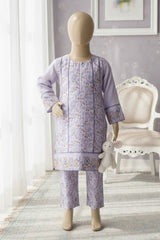Aroob Stitched 3 Piece Kids Cotton Suit-D-0225-Purple