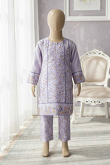 Aroob Stitched 3 Piece Kids Cotton Suit-D-0225-Purple