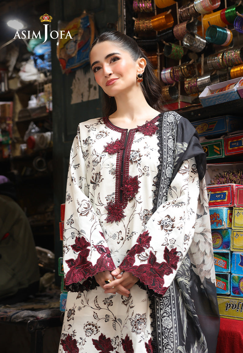 Asim Jofa Eid Signature Ajubf-52 Printed Embroidered Lawn 3 Pcs