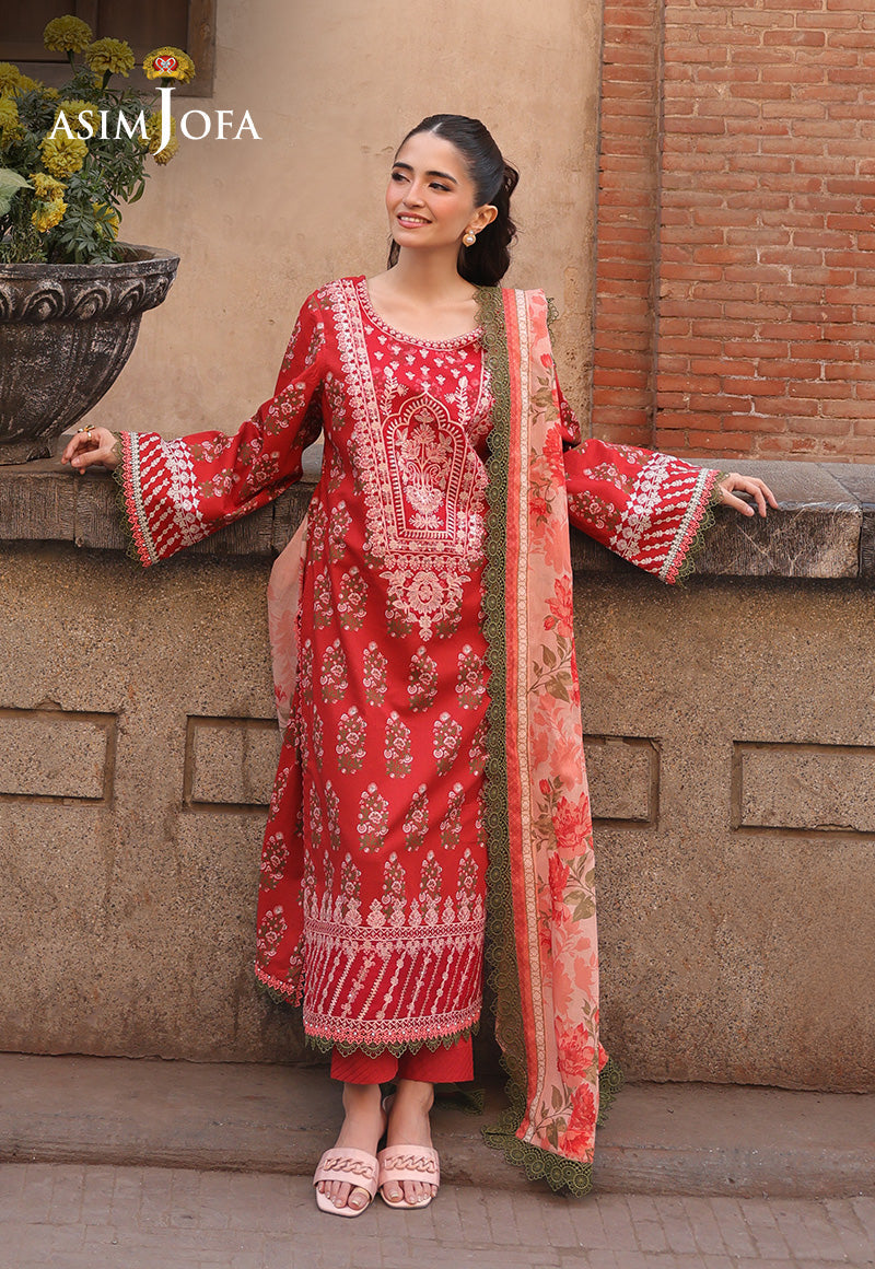 Asim Jofa Eid Signature Ajubf-26 Printed Embroidered Lawn 2 Pcs
