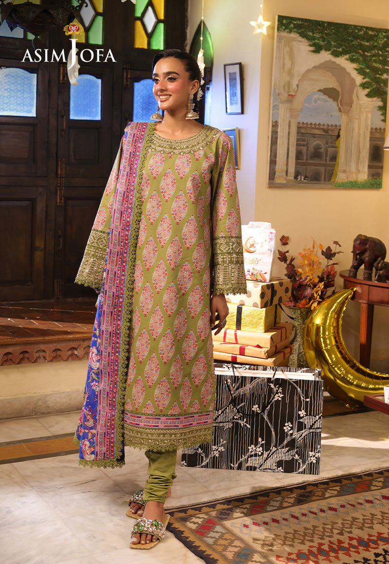 Asim Jofa Eid Signature Ajubf-25 Printed Embroidered Lawn 2 Pcs