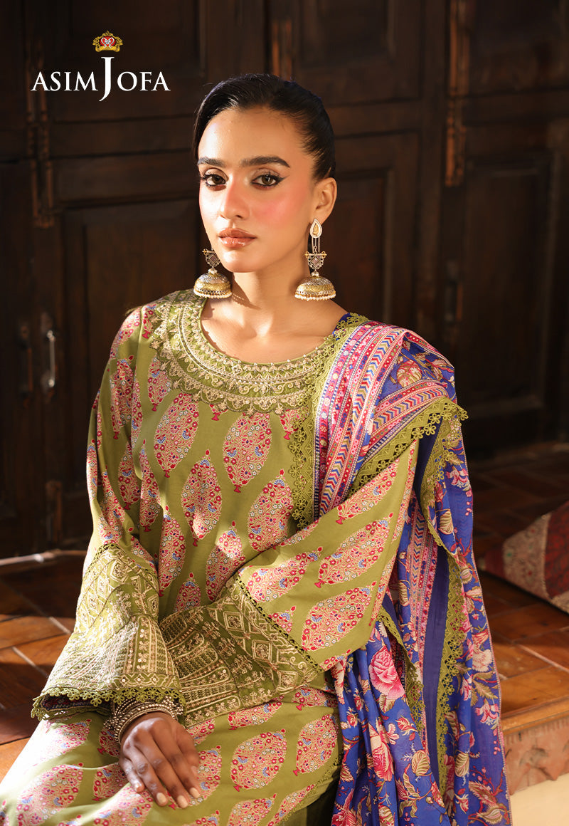 Asim Jofa Eid Signature Ajubf-25 Printed Embroidered Lawn 2 Pcs