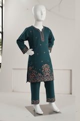 Aroob Stitched 3 Piece Kids Formals Suit-D-0231-Bottel Green