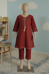 Aroob Stitched 3 Piece Kids Formals Suit-D-0236-Maroon