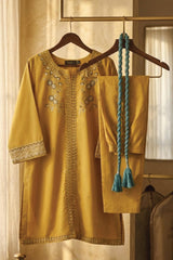 Aroob Stiched 3 Piece Summer Suit-D-0271-MUSTARD