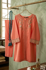Aroob Stiched 3 Piece Summer Suit-D-0271-ORANGE