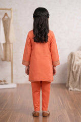 Aroob Stiched 3 Piece Summer Suit-D-0271-ORANGE