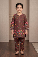 Aroob Stiched 2 Piece Summer Suit-D-0273-BROWN