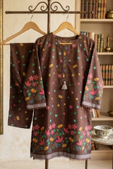Aroob Stiched 2 Piece Summer Suit-D-0273-BROWN