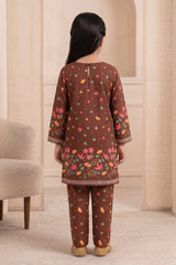 Aroob Stiched 2 Piece Summer Suit-D-0273-BROWN