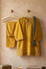 Aroob Stiched 3 Piece Summer Suit-D-0274-MUSTARD