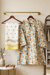 Aroob Stiched 2 Piece Summer Suit-D-0279-YELLOW