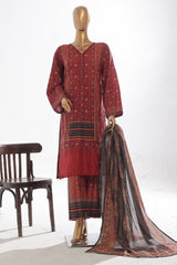 Bin Saeed Stitched 3 Piece Exclusive Printed Lawn Vol-03 Suit-SM-1846-Maroon