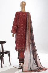 Bin Saeed Stitched 3 Piece Exclusive Printed Lawn Vol-03 Suit-SM-1846-Maroon