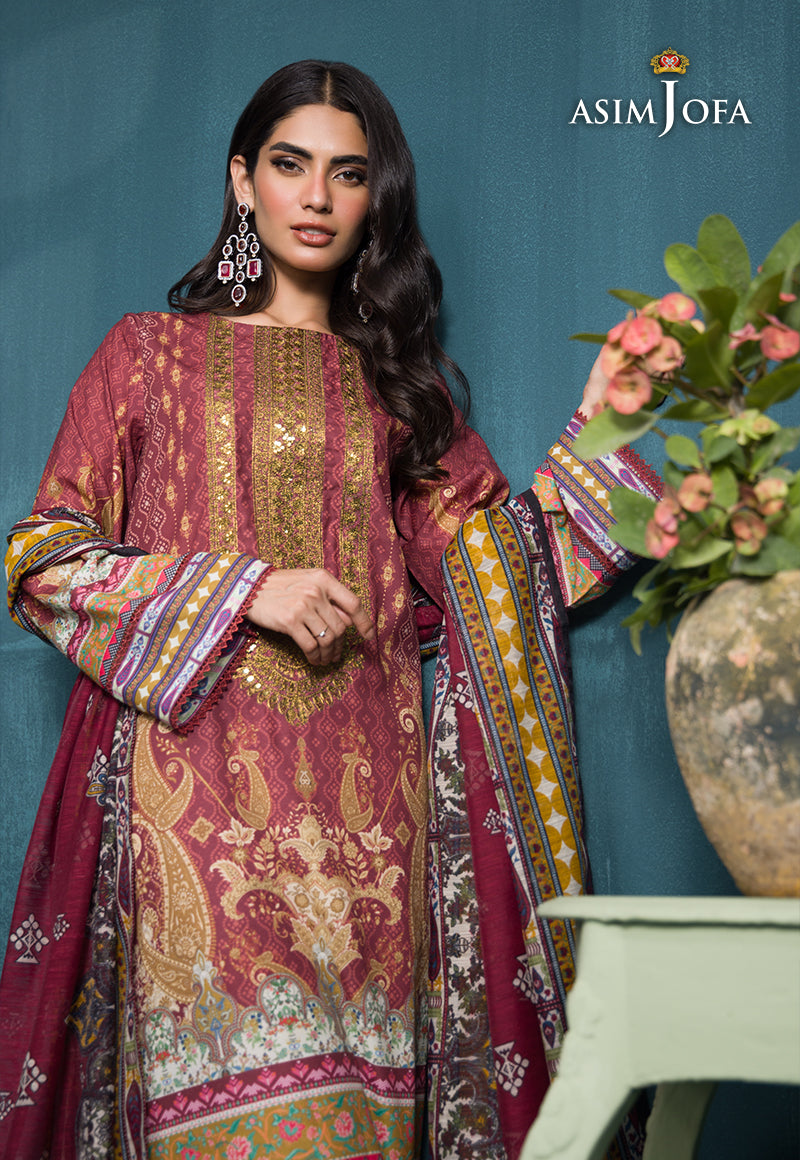 Asim Jofa Gul Rung Pret Collection Ajgr-19 Embroidered Swiss Lawn 3 Pcs
