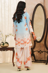 Hazel By Aizal Stitched Co Ords Slub Linen Winter Vol-02 Suit-AHZL-02-Sky