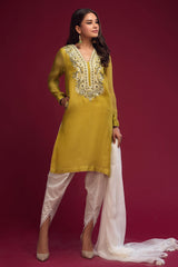 Zaaviay Pret Collection Olive Bloom (Three Piece)