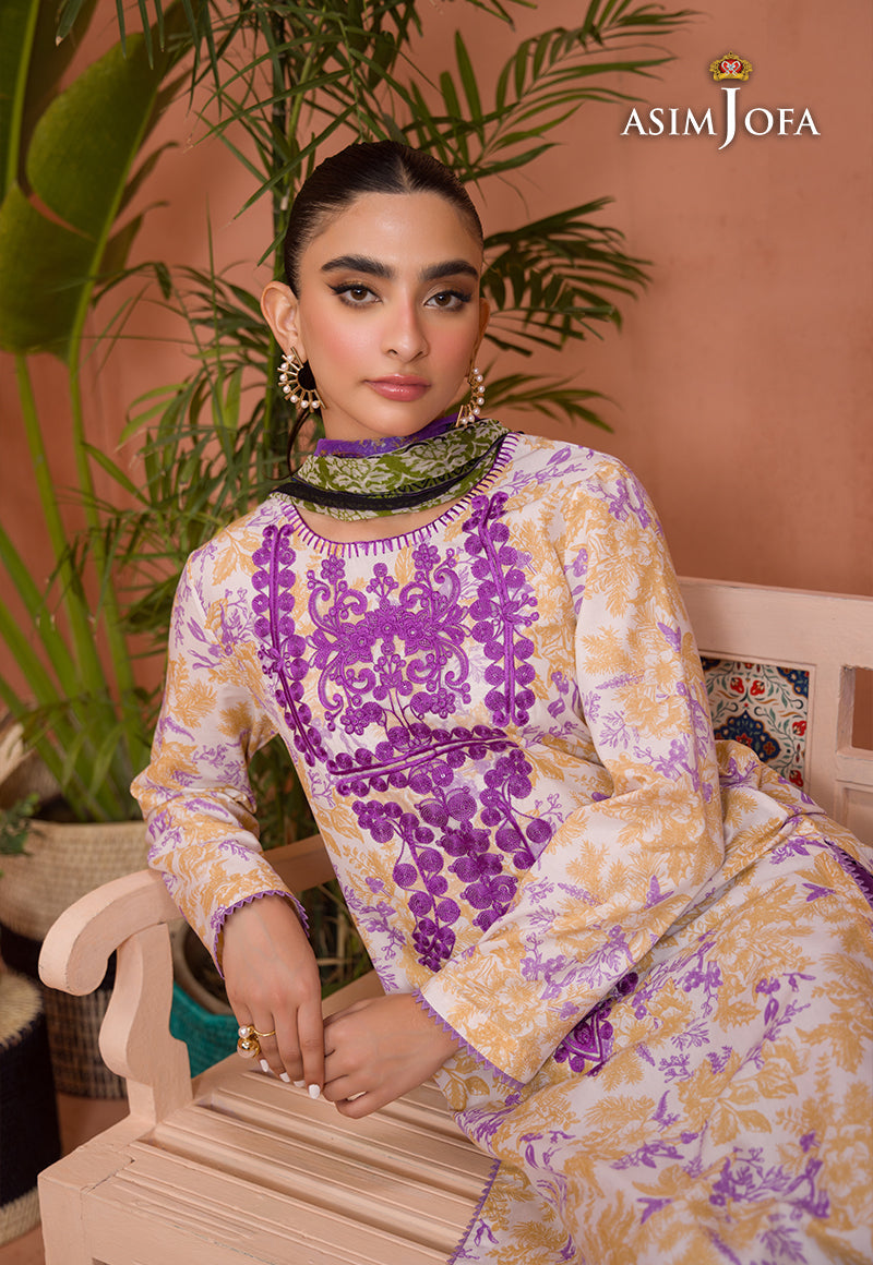 Asim Jofa Gul Rung Pret Collection Ajgr-09 Embroidered Cotton Silk 2 Pcs
